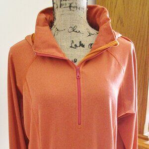 Pendleton Women's Half Zip, Long Sleeve, Athletic Hoodie, Rust/Orange, Size L